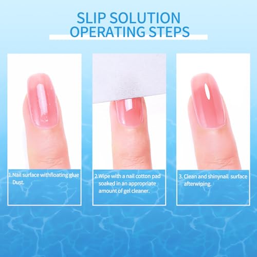 Image of Poly Gel Slip Solution & Nail Cleaner - Professional Polyester Nail Gel Surface Cleaner for Nail Care (3pcs)40ml /1.35 fl oz
