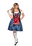 Exklusives, hochwertiges Damen Dirndl XXL einteilig mit schicken Blumenmuster, angenähter roter Satin-Schürze + Reißverschluss am Rücken. Für große Größen!