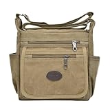 Qflmy Vintage Canvas Messenger Bag Handbag Crossbody Shoulder Bag Leisure Change Packet (khaki)