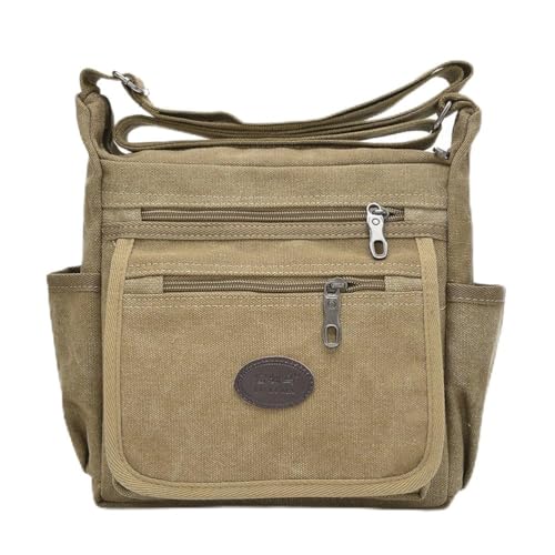 Qflmy Vintage Retro Canvas Messenger Bag Crossbody Shoulder Bag (Khaki)
