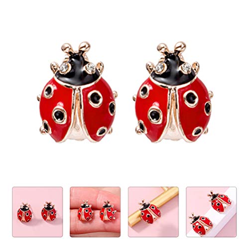 Holibanna Brincos de joaninha com strass para mulheres, lindos brincos de joaninha para meninas, mul