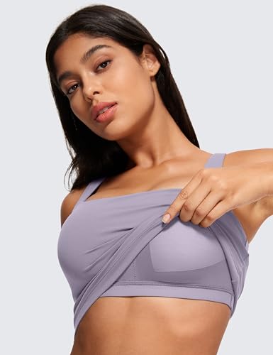 Image of CRZ YOGA Butterluxe Square Neck Crop Tank Top | Light Support, Removable Pads, Yoga, Extremely Soft, Wide Straps, Longline Sports Bras for Women