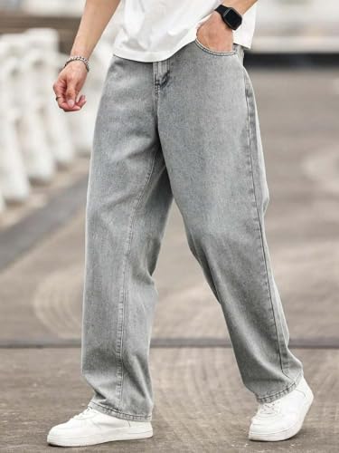 Image of KOTTY Mens Solid|Mid Rise| Coin Pocket|Button|Ankle Length|Loose Fit|5 Pocket Jeans for Mens