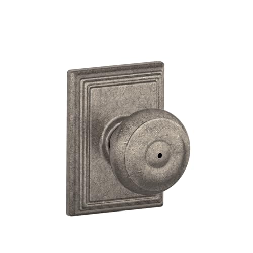 Image of SCHLAGE F40 GEO 621 ADD Lock Company F40GEO621ADD Addison Collection Georgian Privacy Knob, Distressed Nickel