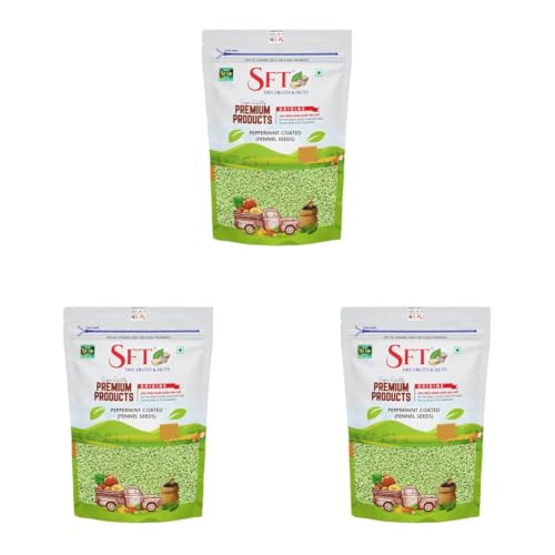 Image of SFT Fennel Seeds Peppermint Coated (Scented Mouth Freshner) 1 Kg (Pack of 3)