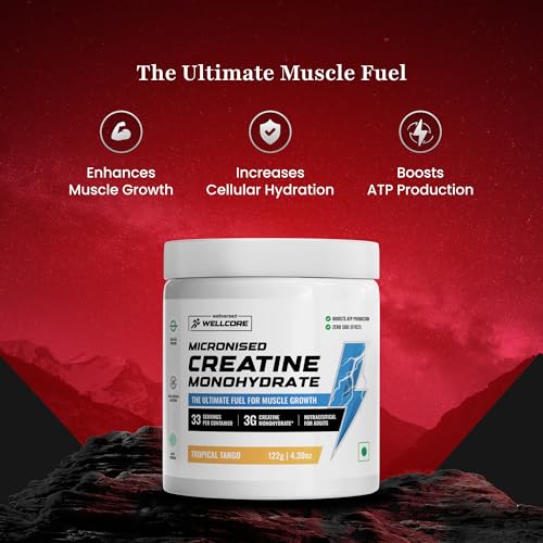 Image of Wellcore Creatine (33 Servings, Tropical Tango) + Okami Shilajit Drops (30 Servings) | Power & Stamina Booster | Lab Tested | For Men & Women