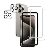KPNS【2+2枚セット】ガイド枠付き 日本素材製 For iphone 15 pro 用の ガラスフィルム 強化ガラス For いphone15pro 用の カメラフィルム カバー For アイフォン15pro 用の 保護フィルム