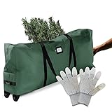 Rolling Large Christmas Tree Storage Bag - Fits Up to 9 ft. Artificial Disassembled Trees, Wheels &...