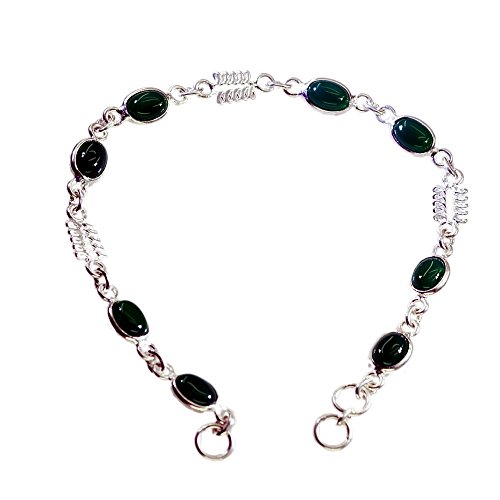 Bracelet argent sterling avec onyx vert véritable le cadeau idéal pour femme 15-20cm