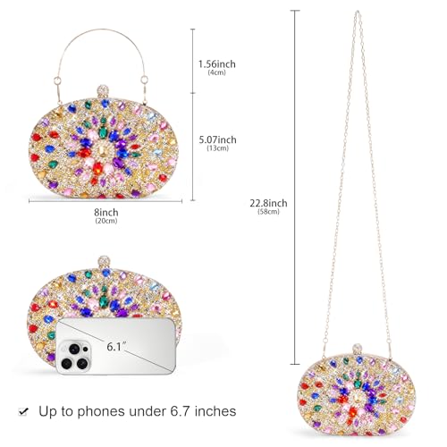 Image of RNIEGA Rhinestone Clutch Purses for Women Evening Wedding Formal Party Purses Crystal Diamond Glitter Sparkly Handbag