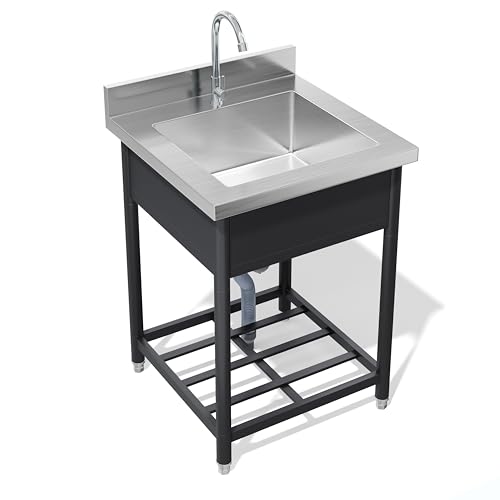 Fregadero de acero inoxidable de diseño independiente para uso comercial 5
