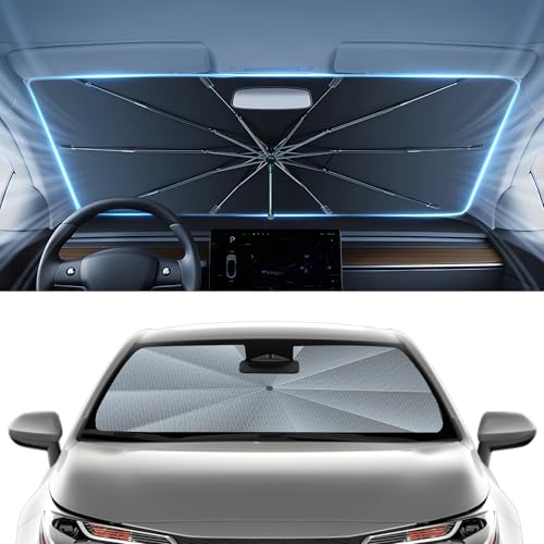 Image of Autorder Windshield Sun Shade Umbrella for 2019-2025 2026 Toyota Corolla Accessories,Upgraded Ice Crystal Material,Easy Setup Umbrella Sunshade for Car Windshield,100% Sun Blocking