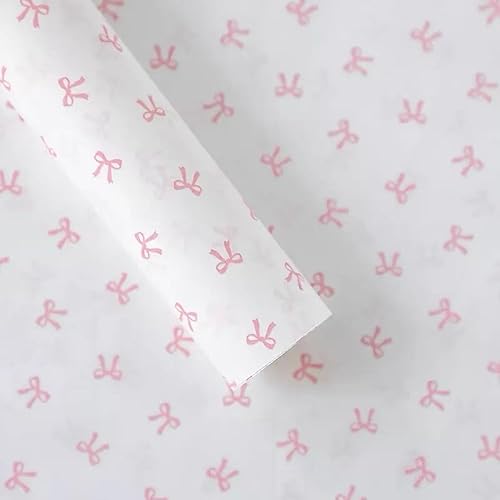 Papel de seda a granel con patrón de lazo rosa, 25 hojas de 19.7 x 27.5 pulgadas para bolsas de regalo de cumpleaños, boda, manualidades, envoltura