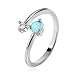 Produktbild CAOLATOR Ring Damen Ringe Simuliert Opal Öffnen Ringe Verstellbar Ringe Doppelter Öffnungsring Partnerringe Freundschaftsringe Eheringe Trauringe Verlobung für Geschenk Zeremonie