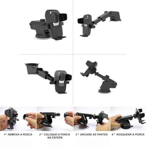 Suporte Celular Para Carro Veicular GPS Universal Smartphone Ventosa Gruda Painel Carro Trava Automá