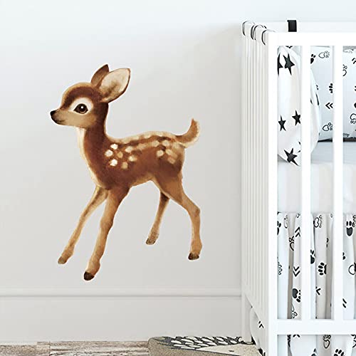 Image of ROFARSO Lifelike Cute Lovely Fawn Baby Deer Animal Wall Stickers Removable Wall Decals Peel and Stick Wall Art Decorations Home Decor for Kid Nursery Baby Bedroom Living Room Playing Room Murals