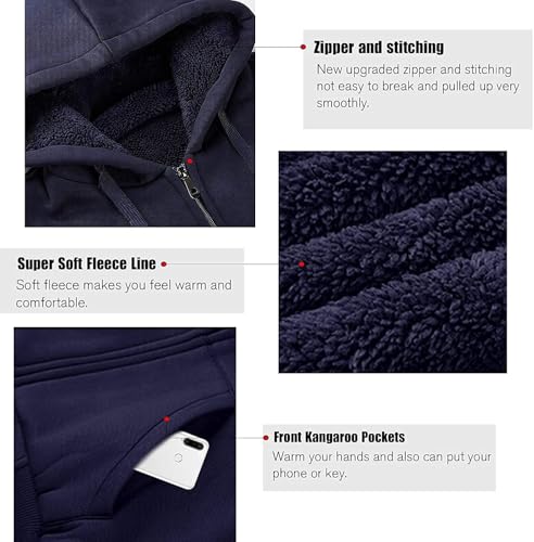 Image of SWISSWELL Men Zip Up Hoodies Sherpa Lined Jacket Heavyweight Fleece Sweatshirt Winter Warm Hooded Coat