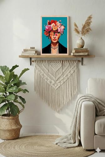 Image of BLINKART Frid Kalo Aesthetic Modern Art Walls With Frame | Natural Wood Texture | Living Room Bedroom Office Wall Decoration | Poster Home Decor Frames Wall Bedroom | 12x8 Inches (D579)