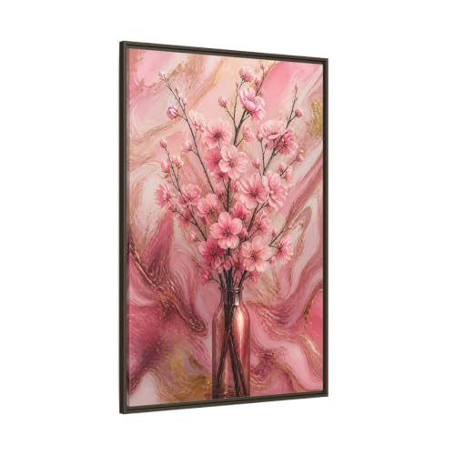 Grand tableau cerisier rose et or pour habiller un grand mur vide