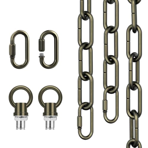 Image of garini 12 Feet Industrial Bronze Light Fixture Chain, Adjustable Metal Pendant Chandelier Chain Extension with Detachable Link, Maximum Load is 66 Pounds
