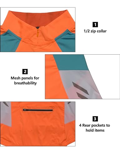 Image of Little Donkey Andy Women's Half Zip Breathable Cycling Vests Reflective Sleeveless Jerseys Shirts Golf 4 Rear Pockets