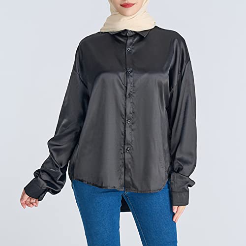 Cardigã feminino primavera e verão casual cor sólida manga longa botão camisa básica de flanela, Pre