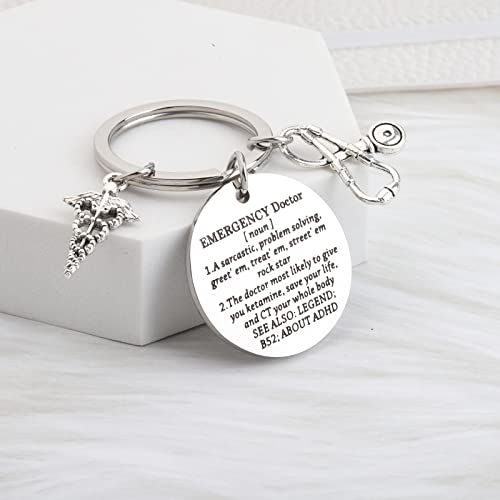 Image of CENWA Emergency Medicine Doctor Definition Keychain ER Doctor Gift Medical Student Gift (Emergency Doctor K)