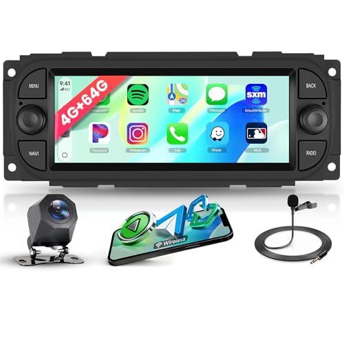 4G+64G Android Autoradio pour Jeep Grand Cherokee Wrangler Liberty Chrysler Grand Voyager 300M PT Cruiser RAM 1500 2500 Sans Fil Carplay Android Auto Navi...