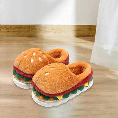 Hamburger Winter Warm Slippers Comfortable Winter Footwear for Bedroom Travel, EU Size 42 to 432