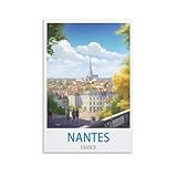Plaque en métal vintage Nantes Frances, affiche murale rétro pour maison, caverne d'homme, café, bar, décoration murale 30 x 30 cm