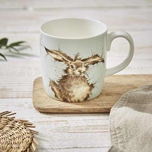 Portmeirion Home & Gifts Wrendale Brained (Hare) Single Mug, Bone China, Multi-Colour, 1 Count (Pack of 1)