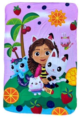 CARTOON Plaid Gabby's Dollhouse per bambini 100 x 150 cm coperta in pile 100% morbido poliestere 210 gsm
