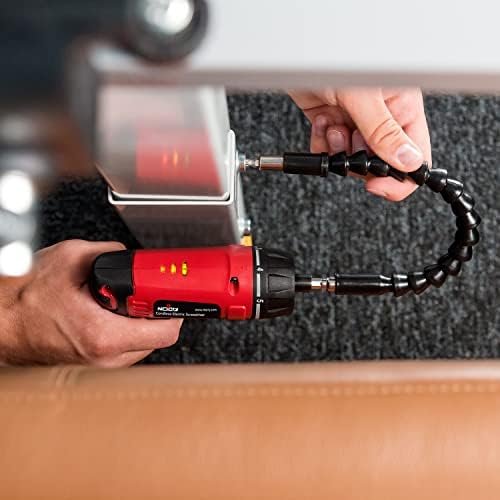 NoCry 10 N.m Cordless Electric Screwdriver - with 30 Screw Bits Set, Rechargeable 7.2 Volt Lithium Ion Battery, 2 Extension Drivers, and a Built-in LED Light
