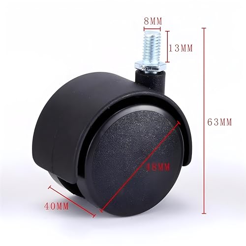 Image of Breewell Chair Wheel Universal Standard Size Revolving Thread Grip Stem-(5 Pieces) Black