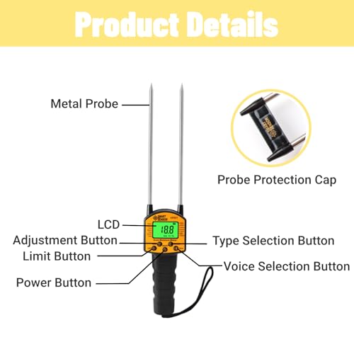 Soil Moisture Meter, Digital Plant Soil Moisture Meter with Steel Needle - Image 3
