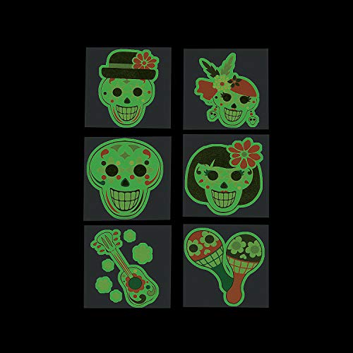 Fun Express Day of The Dead Glow in The Dark Tattoos