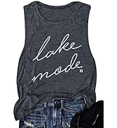 FAYALEQ Lake Mode Tank Tops Women Lake Life Summer Vacation Funny Vest Tees Camping Casual Tanks ...