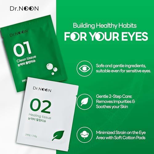 Dr. NOON Eyelid Cleansing & Revitalizing Wipes - 2-Step Hydrating & Soothing Wipes with Tea Tree and Melatonin for Blepharitis, Styes, Dry Eyes, 40 pcs - Thumbnail 3