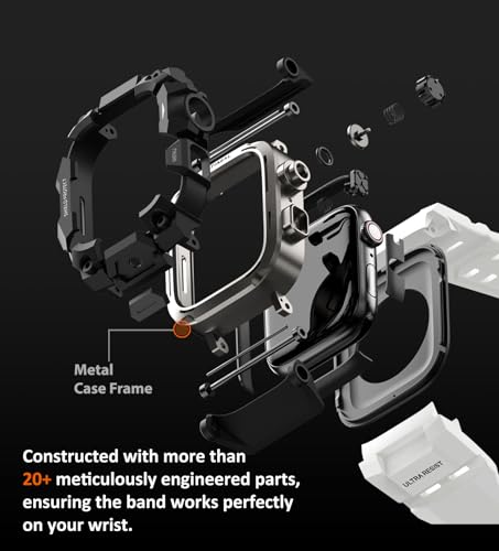 Image of ULTIMAL Rugged Case with Band for Apple Watch 44mm,Compatible with Apple Watch Series SE 3 /SE 2 /SE Generation /6 /5 /4, Military Grade Shockproof Bumper Cover for iWatch Tactical Band Men (44mm,white)