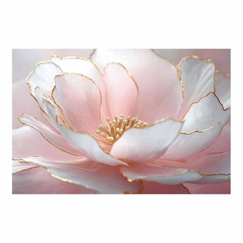 Toile de fleur de aquarelle TERUEA decoration salon moderne rose et blanc