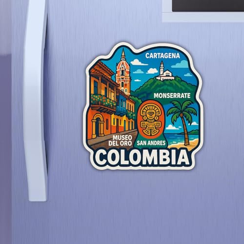 Image of Zesta Wooden Fridge Magnets Set | Refrigerator Decor Magnets for Kitchen | India Souvenir Fridge Magnet Collection | Wooden Magnet for Fridge Door Decoration (Colombia)