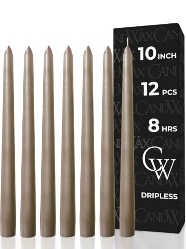 CANDWAX 10 Inch Taper Candles Sand Decor Unscented Candle Sticks 12 Pack