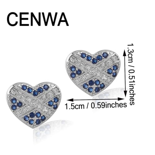 CENWA Tiny Scotland Heart Earrings Scotland Flag Heart Earrings Scottish Blue and White Cross National Flag Stud Earrings2