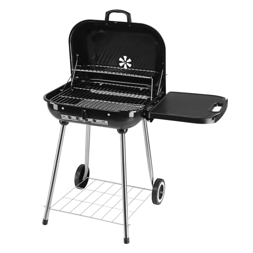 Estante portátil de madera para barbacoa, con ruedas, parrilla portátil, parrilla de carbón vegetal, parrilla portátil
