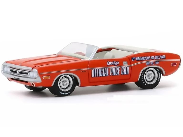 1971 Challenger Convertible Official Pace Car Orange 55th Indianapolis 500 Mile Race Hobby Exclusive 1/64 Diecast Model Car by Greenlight 30144