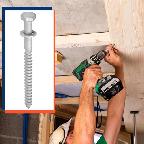 Image of Tandefio 40 Pack 1 /2'' X 6'' Lag Screw Bolts with Washer Galvanized | Hex Head Wood Screws, Heavy Duty Lag Bolt, Self Tapping Lag Screw, for Decks Fences Woodworking