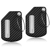 T-carbon 2pack Luggage Tags for Suitcases, Leather Backpack Luggage Bag Tag, Travel Suitcase ID Label with Stainless Steel Loop, Durable Baggage Tags for Men & Women, Black