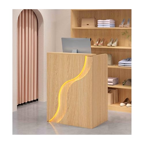 Generico Banco Reception Moderno, Ampio bancone Frontale con Pannello Ecologico, Design Elegante per Ufficio e attività Commerciali, Piano di Lavoro Color Legno da 80 cm