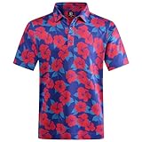 Mens Golf Shirt Moisture Wicking Dry Fit Mens Polo Shirts Dry Fit Performance Men's Golf Shirts Regular Fit Fashion Print Red