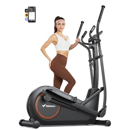 MERACH Elliptical Machine, Elliptical Exercise Machine for Home with Hyper-Quiet Magnetic Drive System, Elliptical Training Machines with18.5IN Stride, Automatic Resistance, 400lbs Capacity